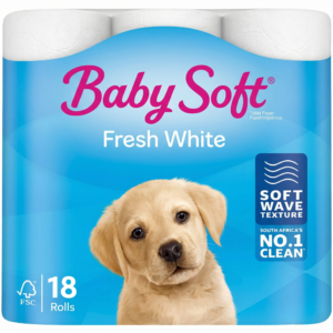 Baby Soft 2 Ply Fresh White Toilet Paper Roll 18 Pack